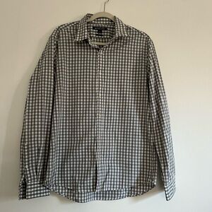 Michael Kors mens gray/white plaid dress shirt